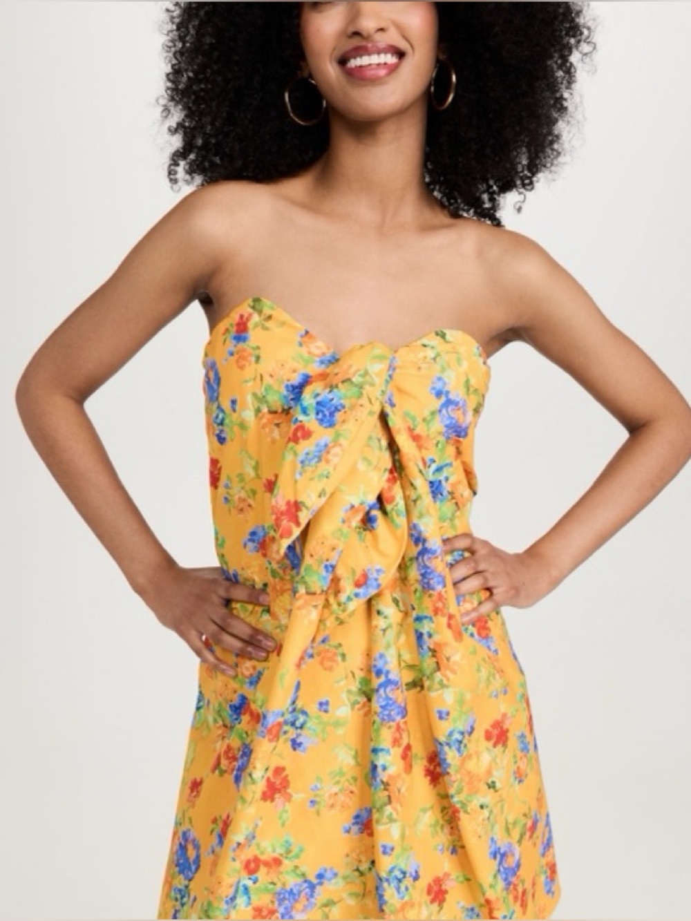 Caroline Constas Kaia Mini Dress Yellow Radiant Floral Bow NWT S